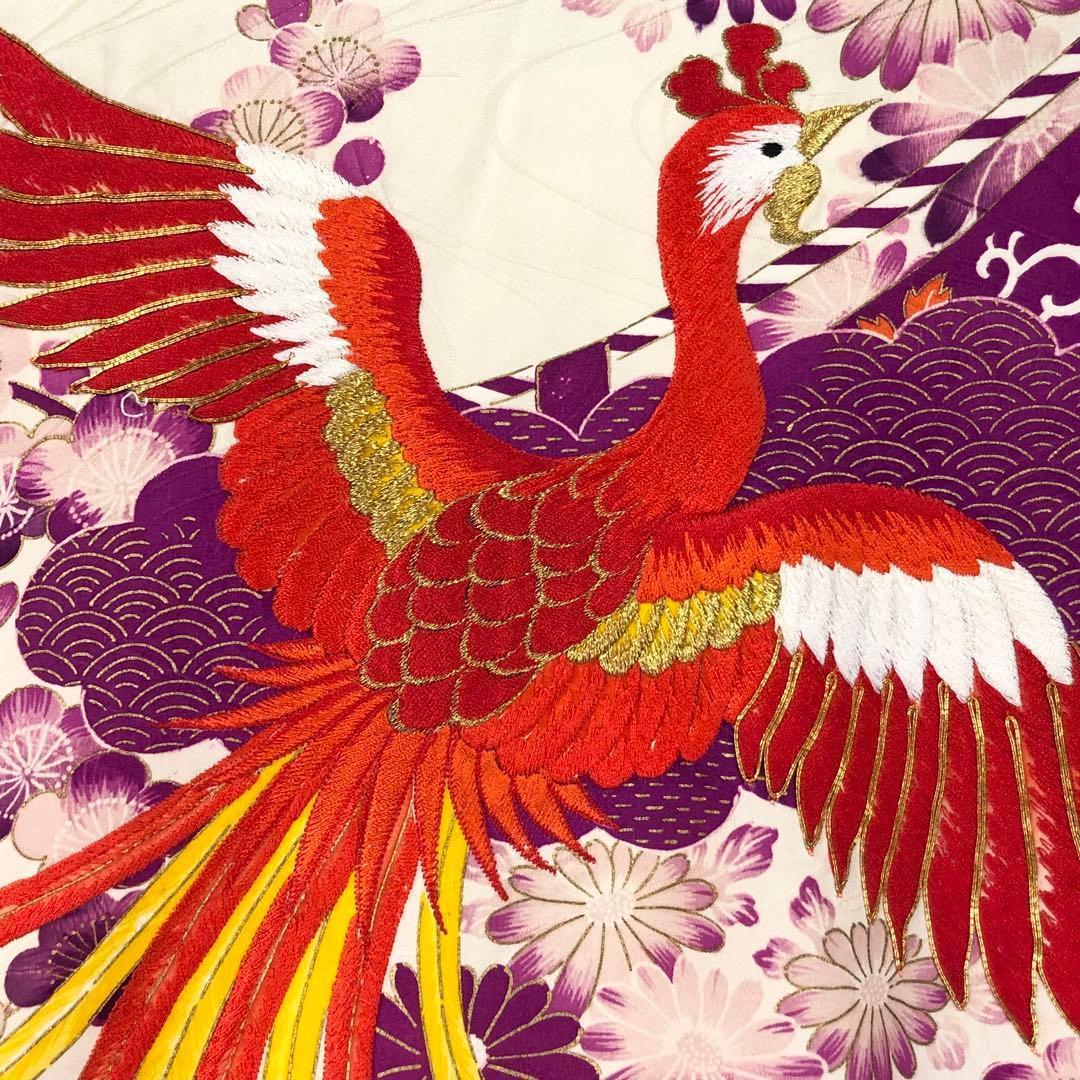 子供着物 七五三 3歳 刺繍 鳳凰 乳白色 CK-7374