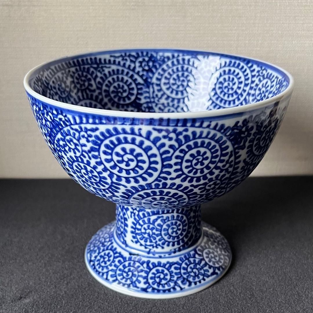 即納・アンティーク・レトロ・骨董】 染付蛸唐草文 杯洗 - メルカリ