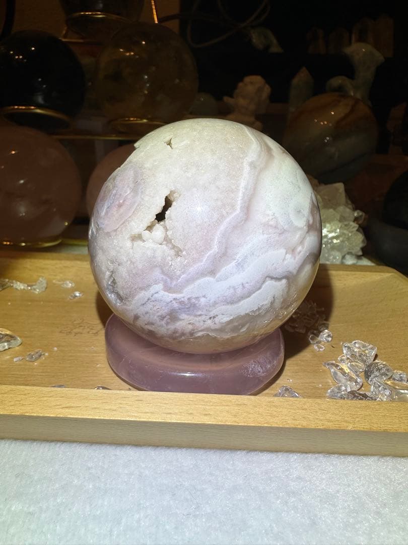 桜瑪瑙ピンクアメジストスフィアB 67.1mm