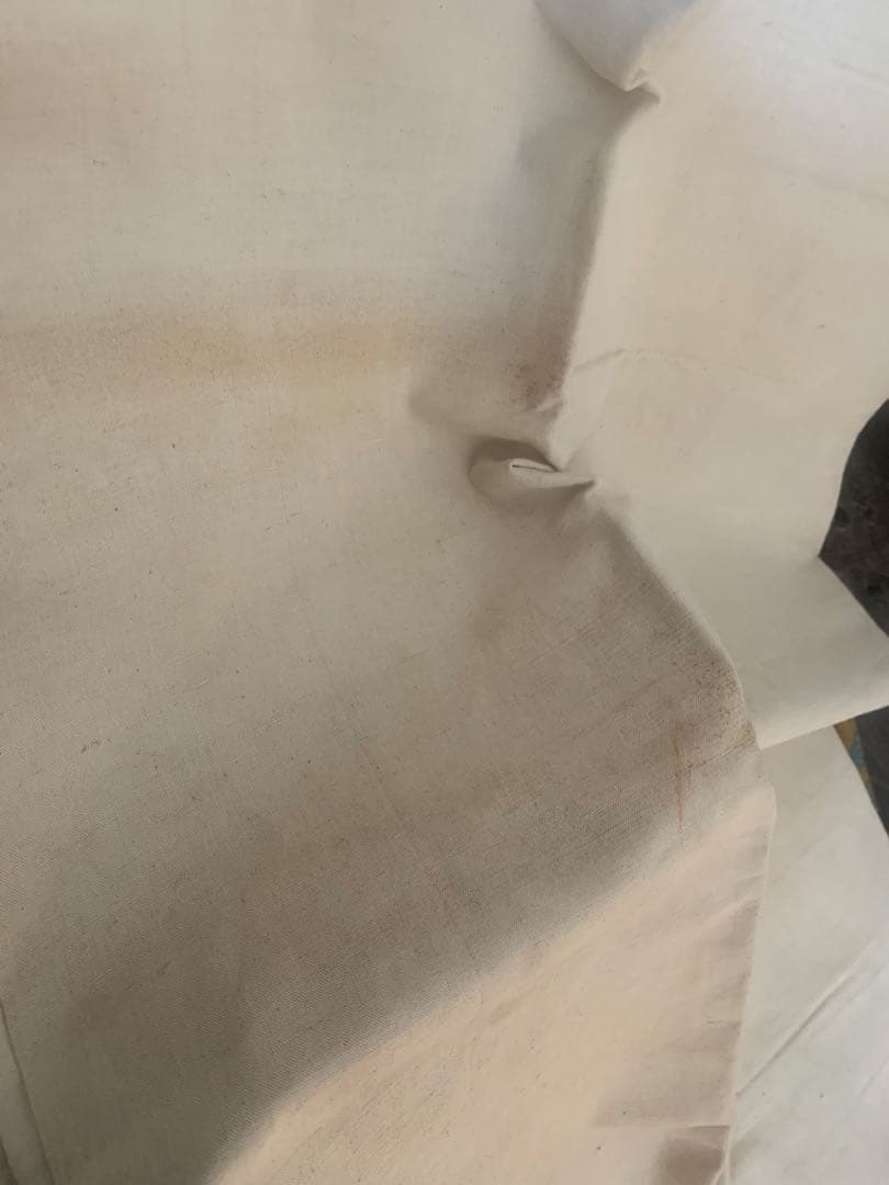 希少超大判 赤刺繍 フランスアンティーク未漂白リネン 二枚はぎ3.4x2.4m