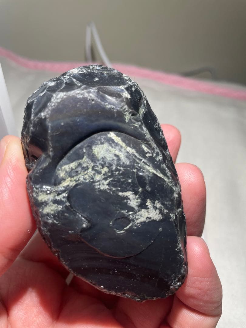 研磨品　十勝石玲瓏　ディープブルー＋マスタードイエロー　レインボーオブシディアン