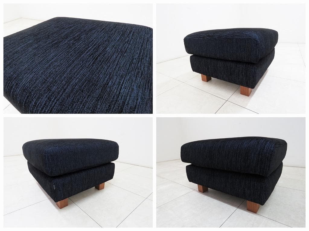 ★美品★ NOYES ノイエス オットマン スツール ファブリック ネイビー