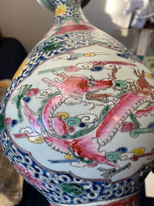 大清康熙年製款、開光龍紋玉壁底花瓶、時代物、希少、珍貴、 - メルカリ