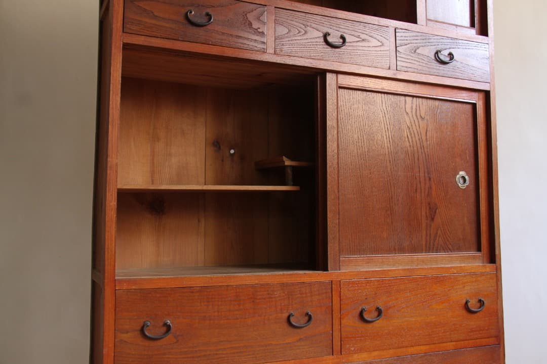 収納棚　食器棚　木製　古道具　古家具　和家具　ビンテージ　アンティーク　レトロ