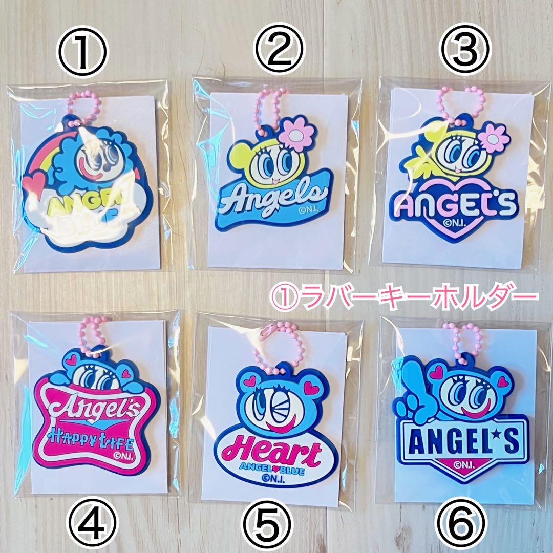 エンジェルブルー ラバーキーホルダー アクリルミニチャーム 刺繍ステッカーセリア