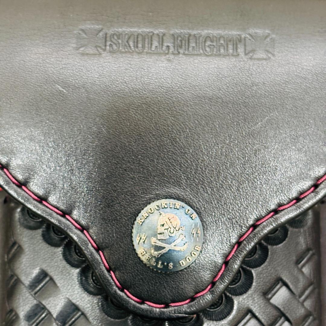 SKULL FLIGHT スカルフライト シガーケース レザー ブラック×レッド