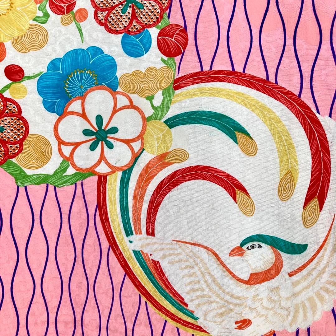 アンティーク ジュニア 着物 鳳凰 花丸文 アンティーク着物 NO66