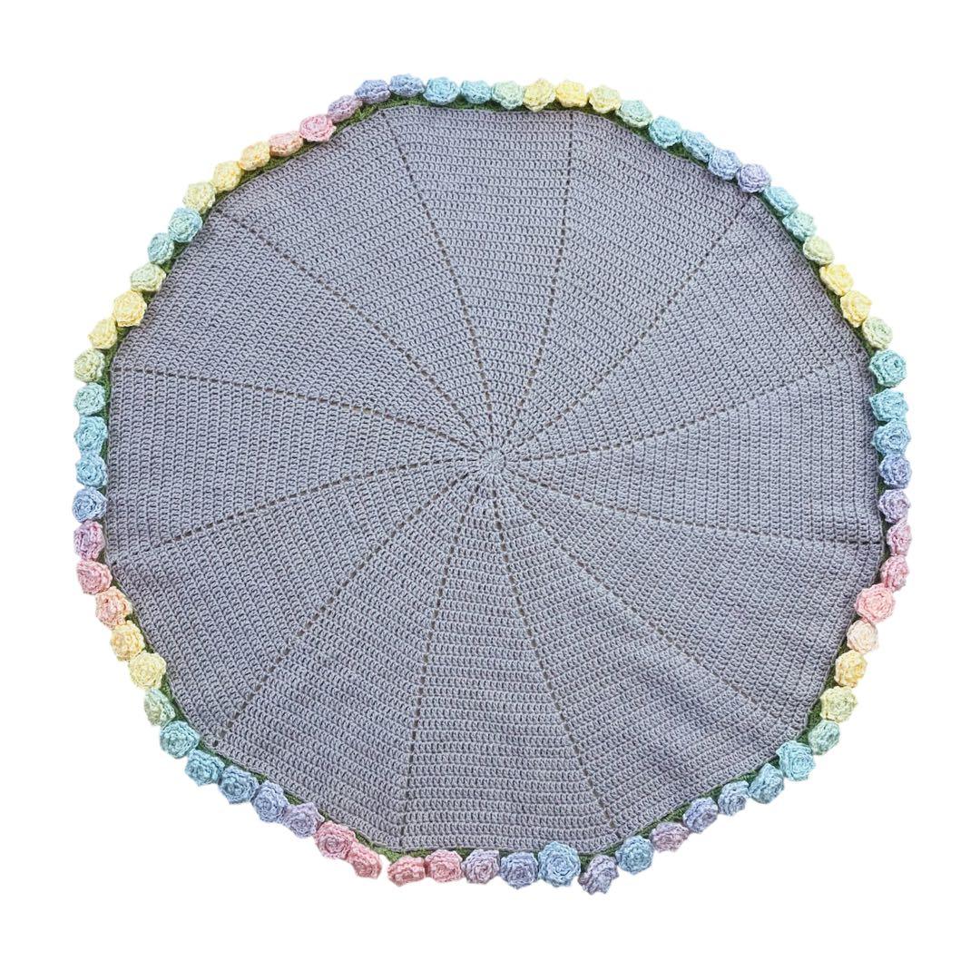 花束ブランケット　レインボーローズ×くすみピンク