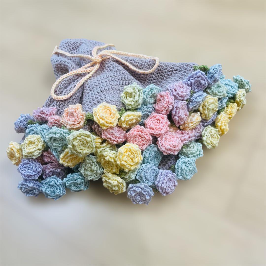 花束ブランケット　レインボーローズ×くすみピンク