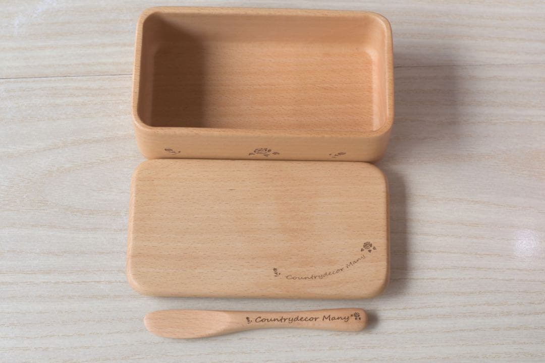 マニーローズ ウッド　バターケース&バターナイフ　新品