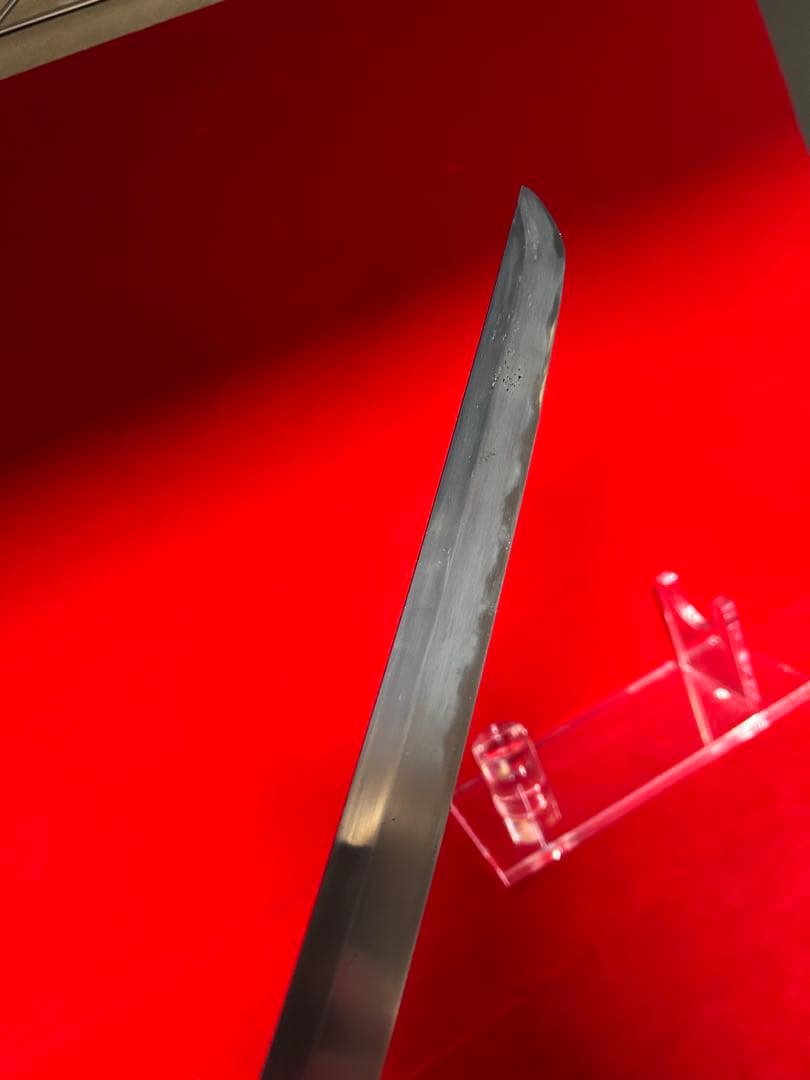 01568 包丁　マグロ包丁　先丸型　両刃　玉鋼　刃文有り　地肌有り　未使用品