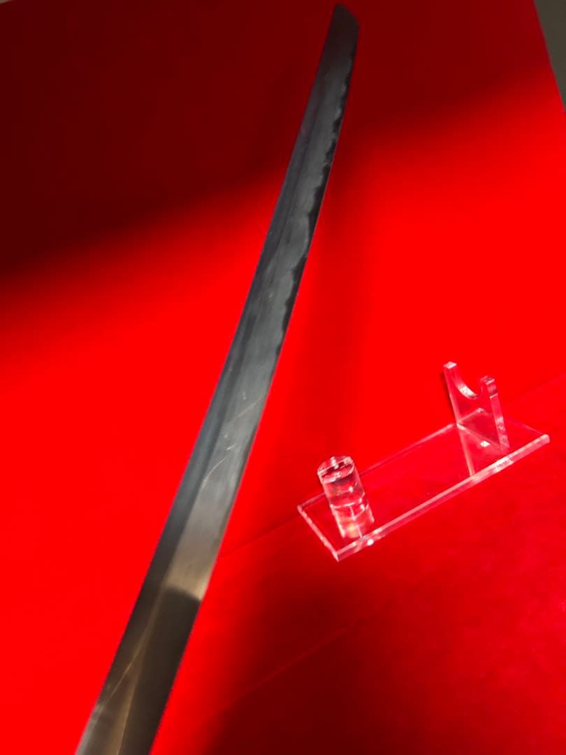 01568 包丁　マグロ包丁　先丸型　両刃　玉鋼　刃文有り　地肌有り　未使用品