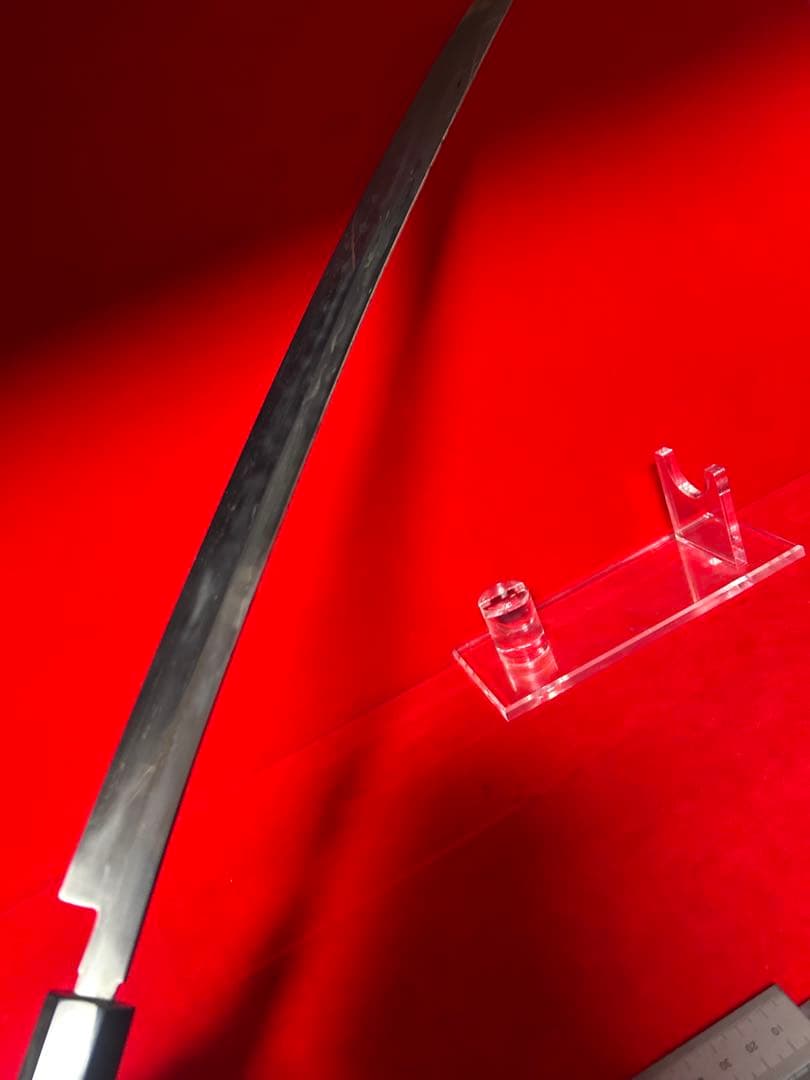 01568 包丁　マグロ包丁　先丸型　両刃　玉鋼　刃文有り　地肌有り　未使用品