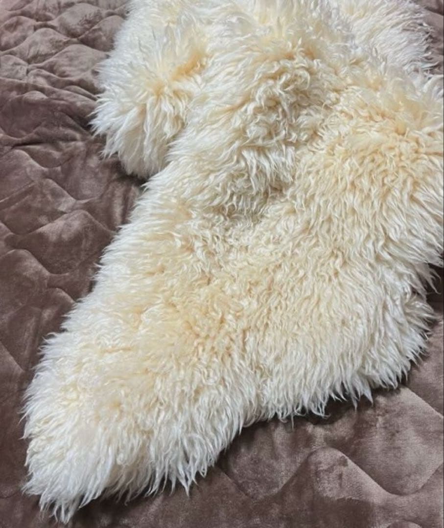 羊毛 ムートンラグ クリーム色のファーラグ シープスキン - メルカリ