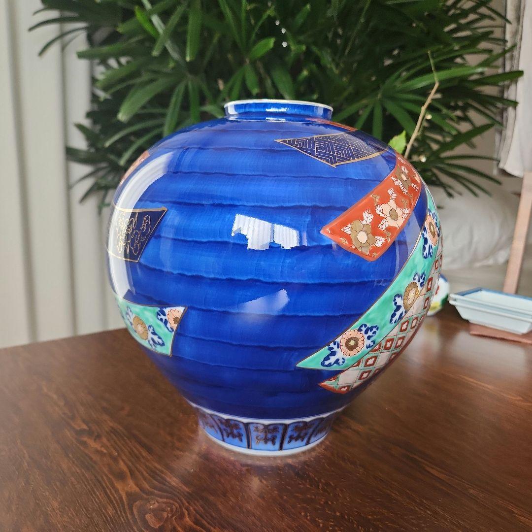 古伊万里 花瓶 壺 有田焼 GOLDIMARI 結び 金襴手 骨董 伊万里焼 - メルカリ