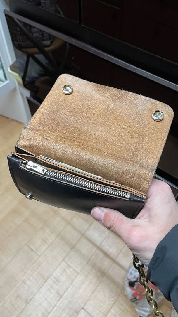 ミドルトラッカーウォレット　三層　茶芯　レザークラフト　ハンドメイド