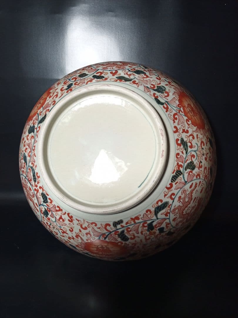 赤絵大鉢・金襴錦・輪花・古伊万里・33cm・特大