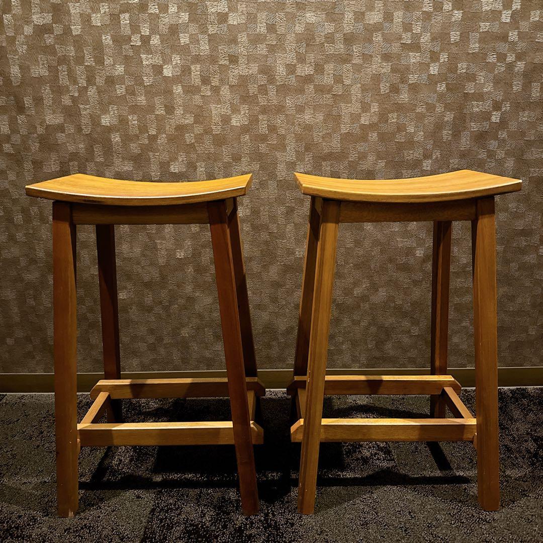 2脚セット 北欧風 天然木 カウンターチェア スツール ハイスツール ナチュラル
