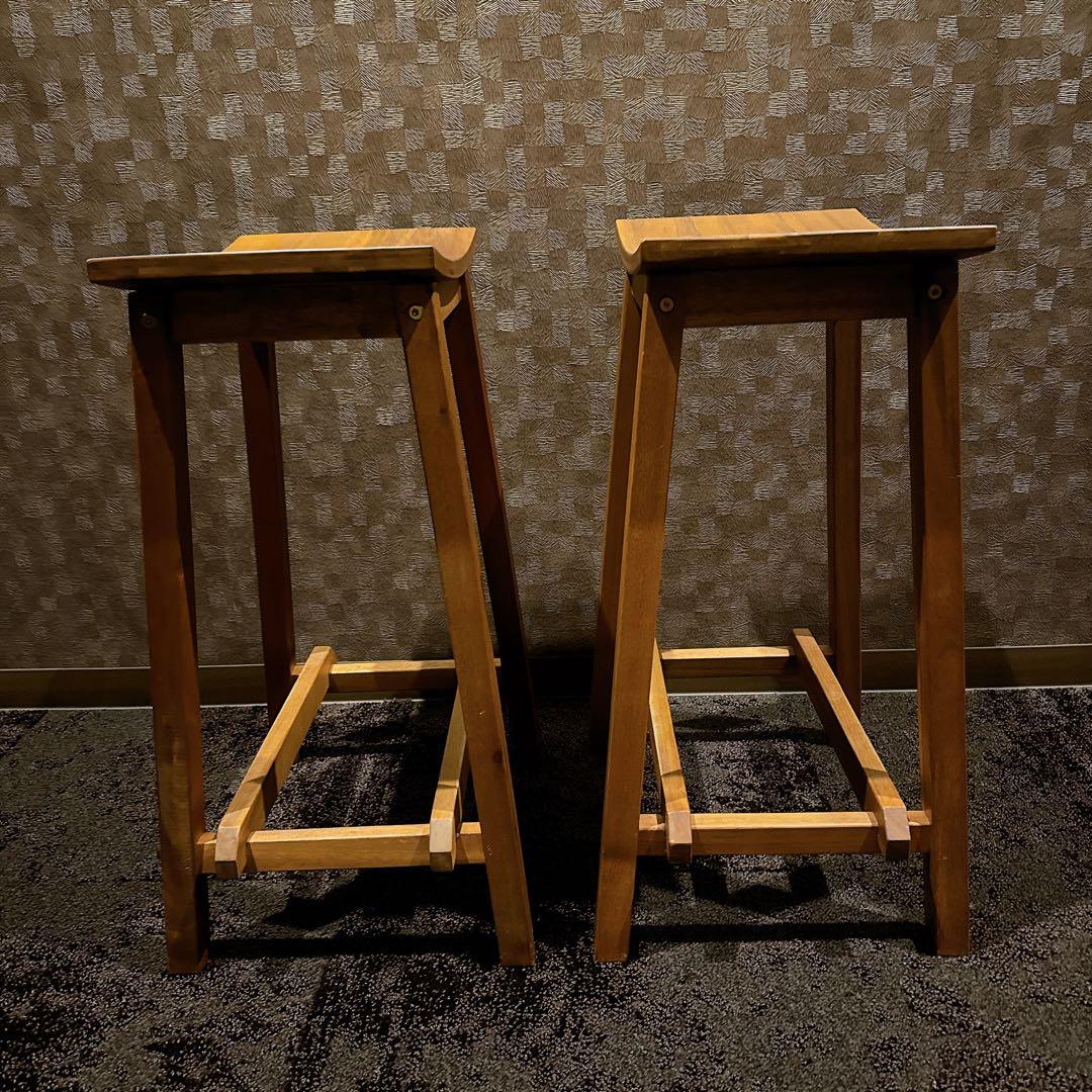 2脚セット 北欧風 天然木 カウンターチェア スツール ハイスツール ナチュラル