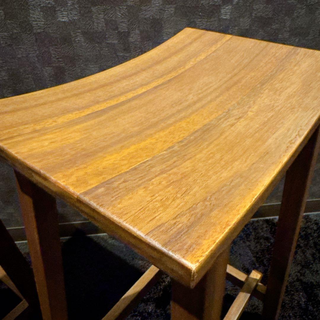 2脚セット 北欧風 天然木 カウンターチェア スツール ハイスツール ナチュラル