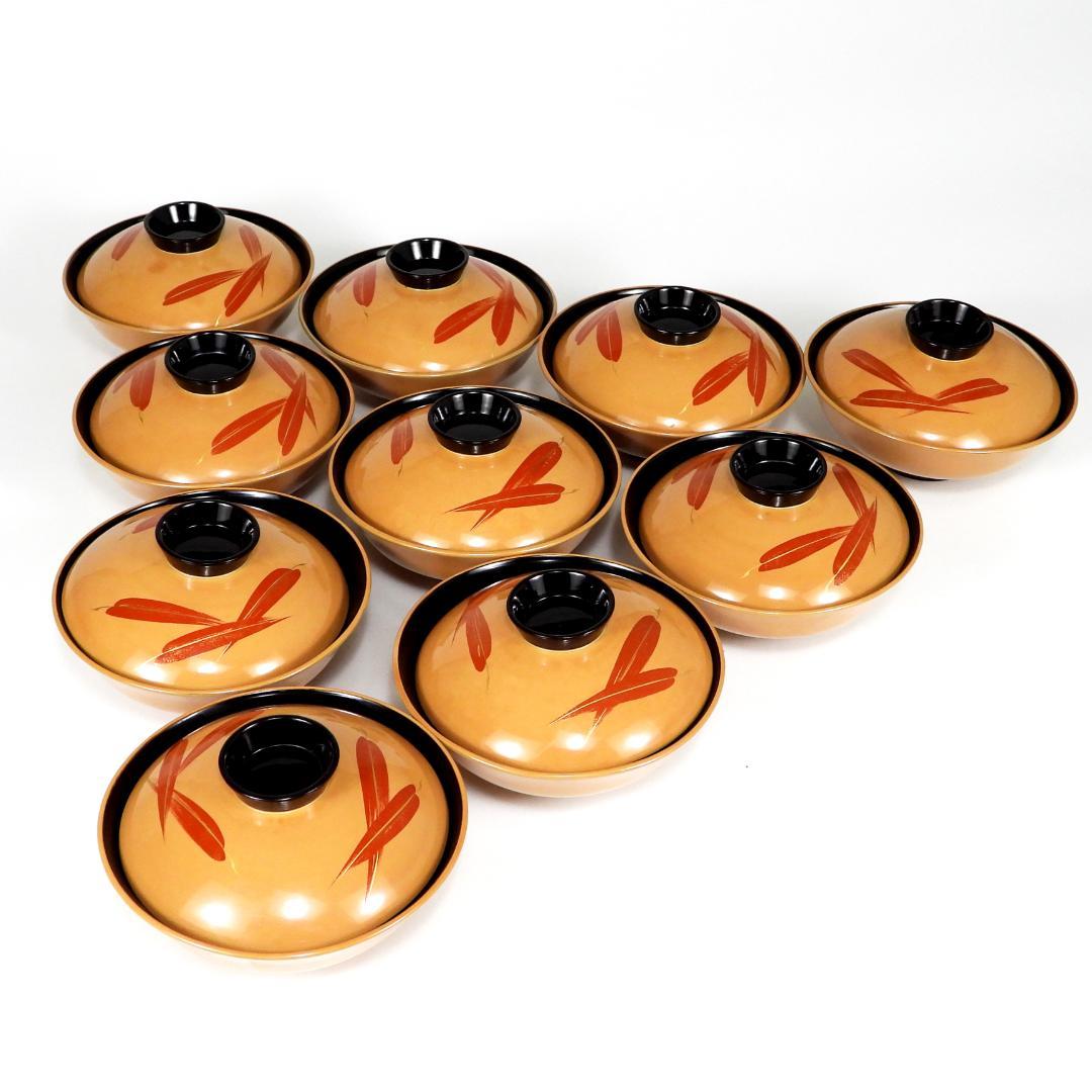 輪島塗 笹蒔絵 吸物椀 汁椀 御椀 10客 天然木 漆塗り 漆