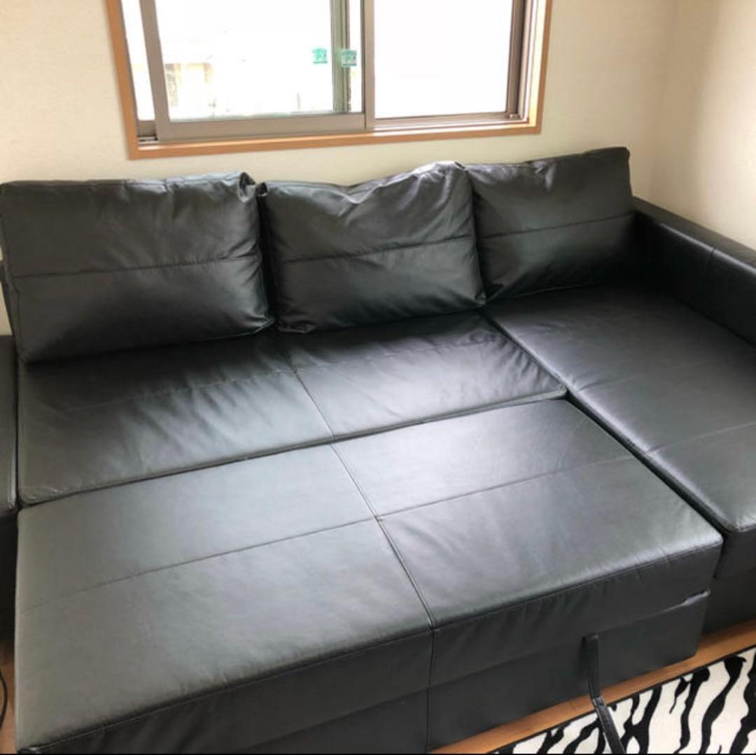 (送料込み) IKEA L字型レザーソファベッド