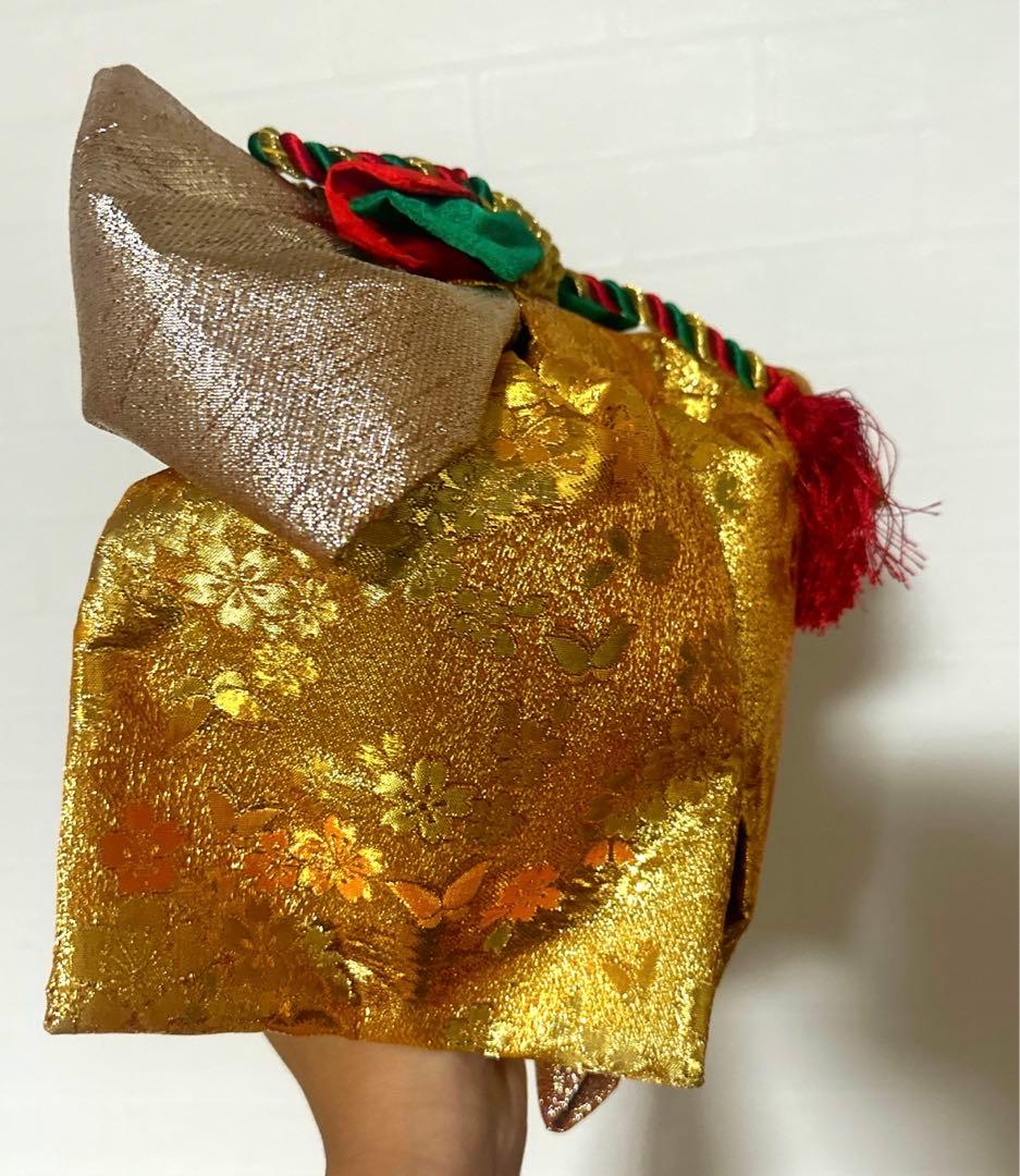 七五三 7才 着物 作り帯 小物セット 中古品 蝶々 絞り柄