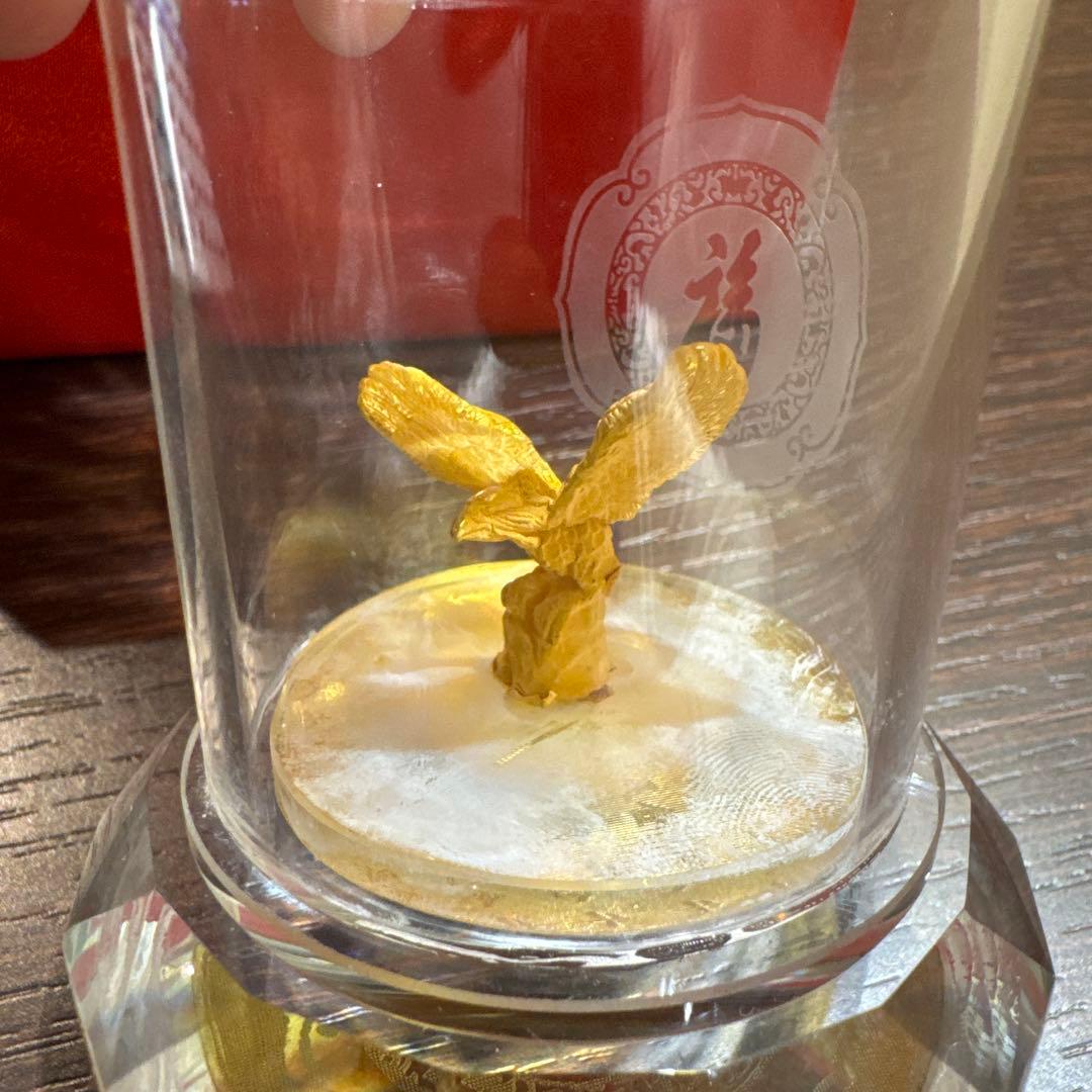 千足金 鶴 鳳凰 置物 金 中国 22金 23金