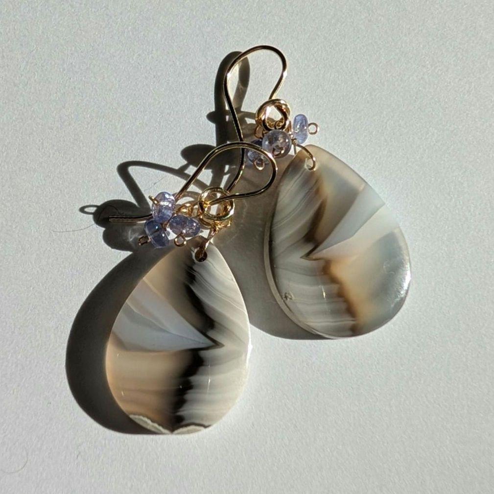 レアアゲート タンザナイト ピアス