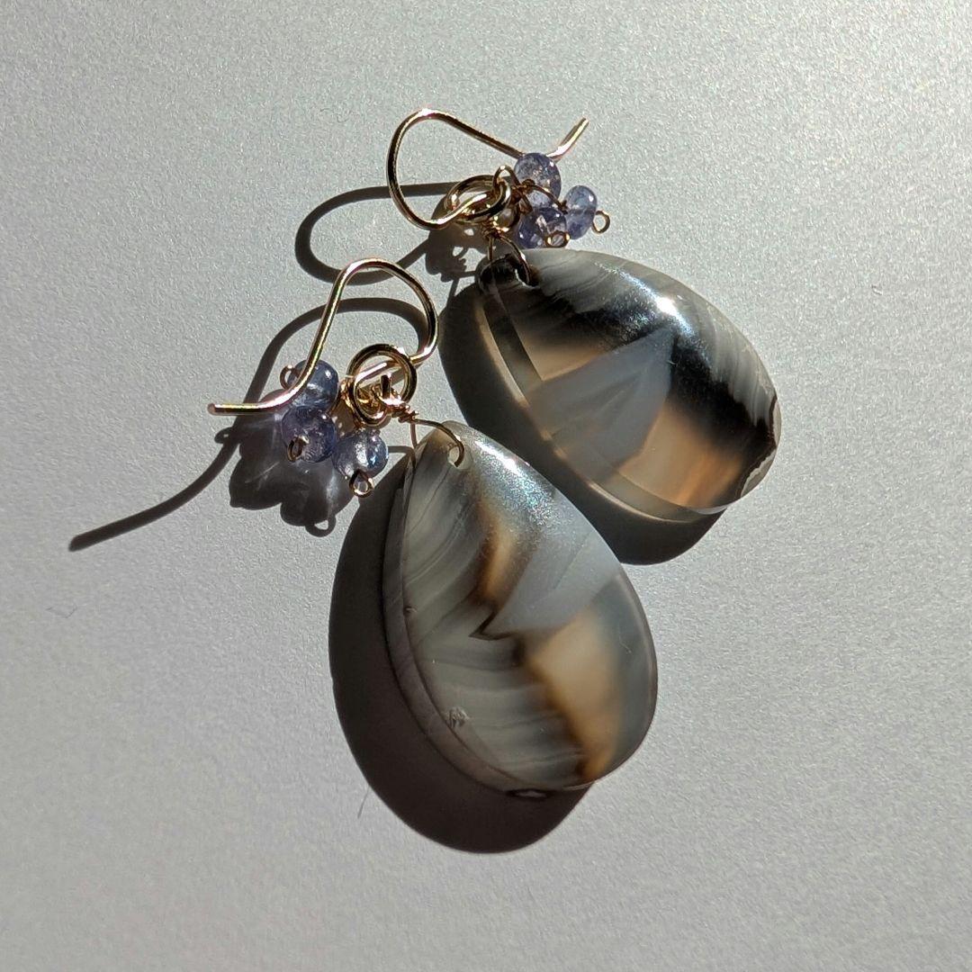 レアアゲート タンザナイト ピアス