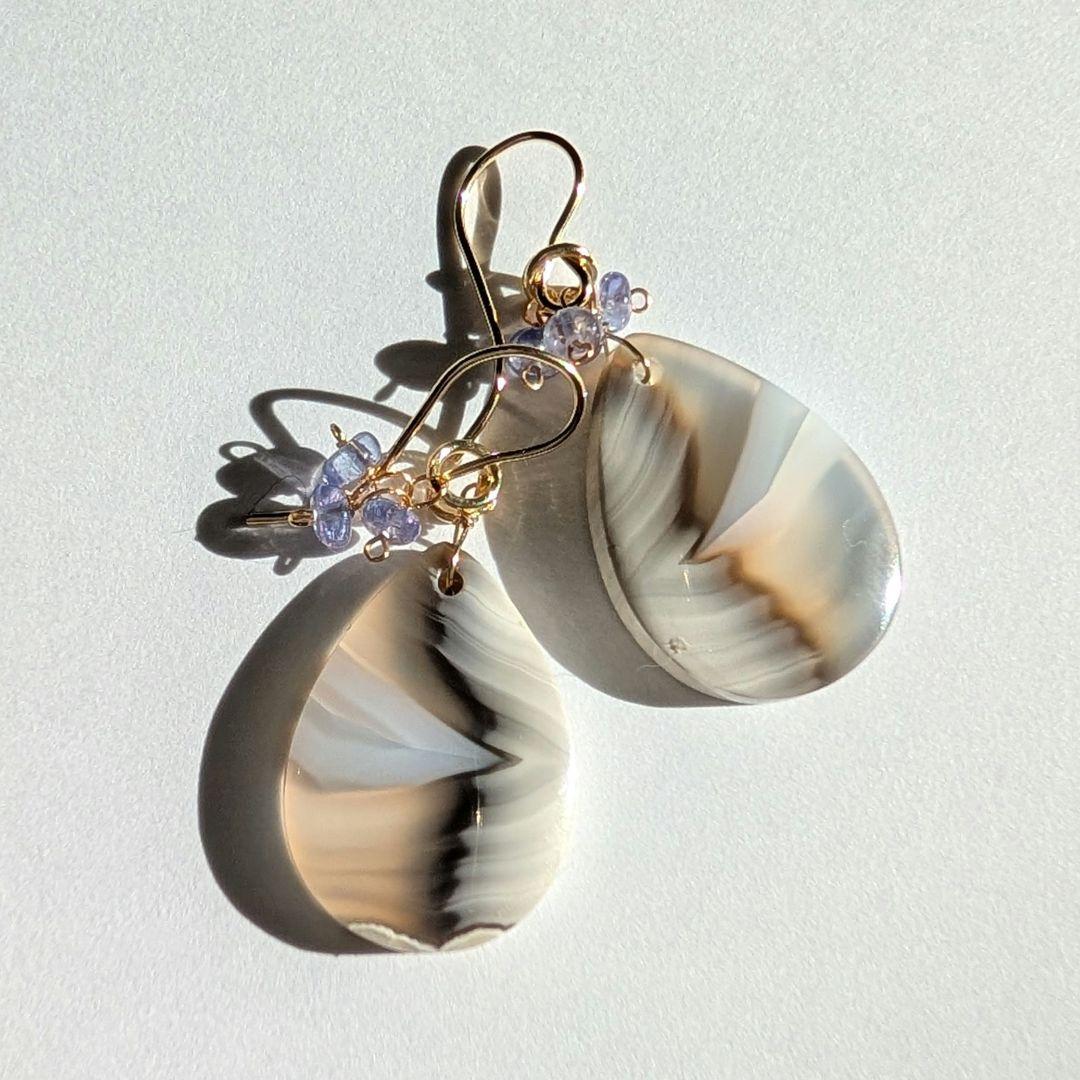 レアアゲート タンザナイト ピアス