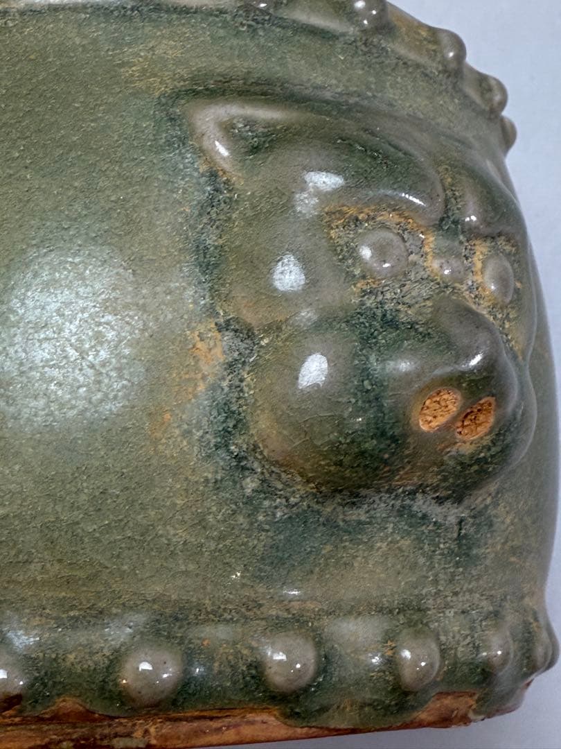 DT502 中国美術 青磁 太鼓形 獣面台 古陶磁