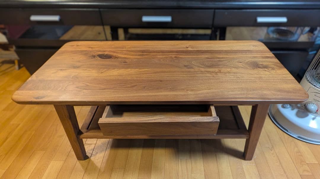 BRUNO 天然木センターテーブル 95サイズ /ウォールナット/引出し付き