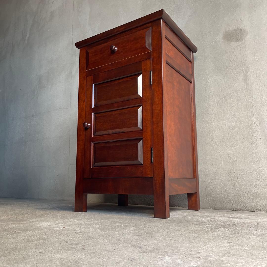 美品　松本民芸家具 ミズメザクラ無垢材 C型電話台 キャビネット 天然木