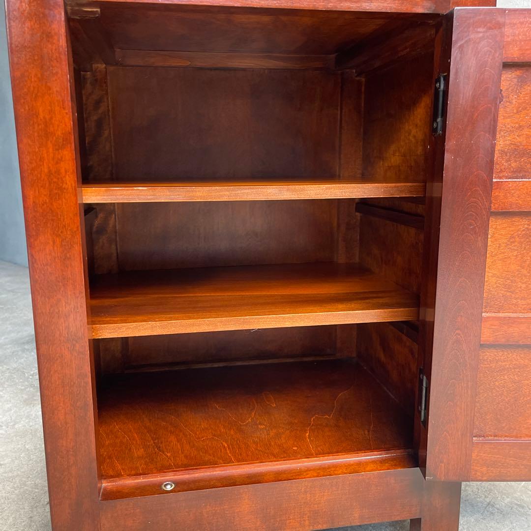 美品　松本民芸家具 ミズメザクラ無垢材 C型電話台 キャビネット 天然木