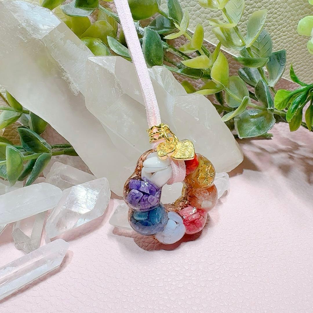 癒しのオルゴナイト❤️ポンデ型8色チャクラカラー(レッドコーラル)♡