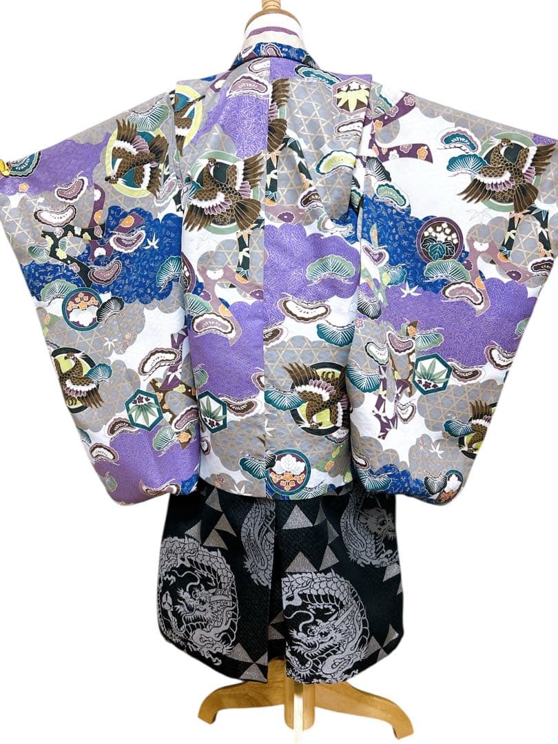 花うさぎブランド着物♡七五三　5歳　男の子　フルセット　紫　黒