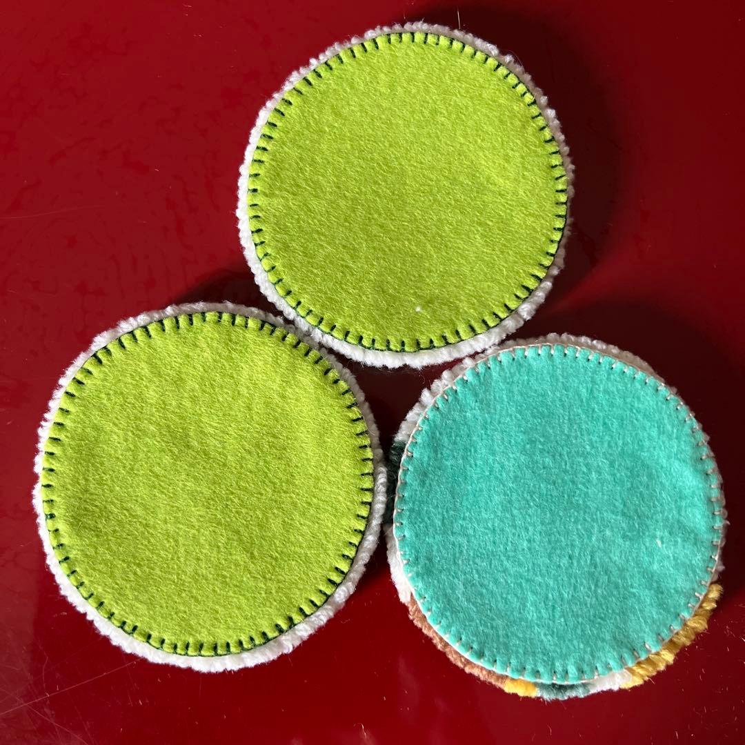 パンチニードル コースター ワッペン ミニラグ 刺繍 3枚セット - メルカリ