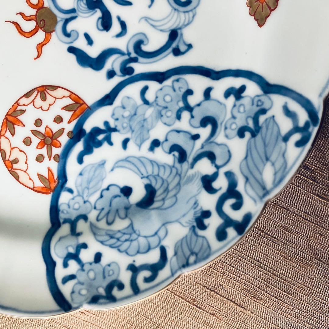 精磁会社 ③ 輪花プレート 鳳凰 丸紋 有田焼 明治伊万里 希少 古伊万里