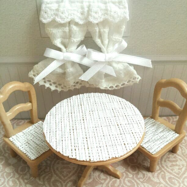 レース風テーブルクロス&クッション 3点セット 純白 はるかな国