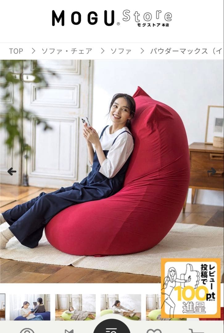 MOGU モグ パウダーマックス ネイビー ビーズクッション 日本製