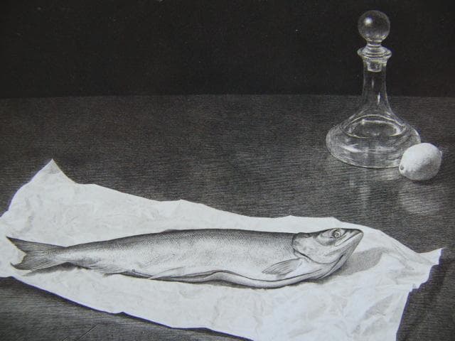 三浦明範、【鮭ー2001】、希少な画集画、新品高級額 額装付、状態良好