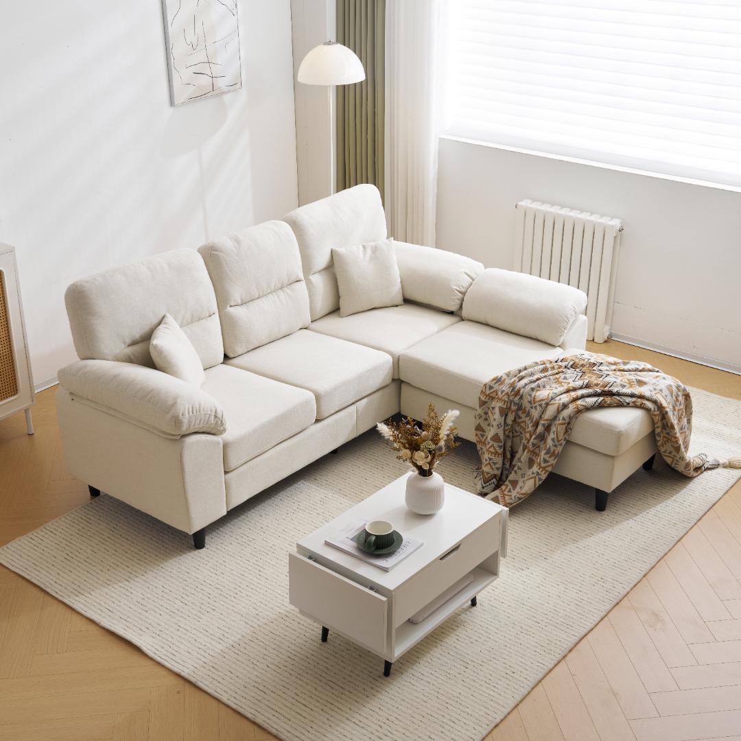 ソファ ソファーセット 5人掛け肘付き コーナー ローソファセット WHITE