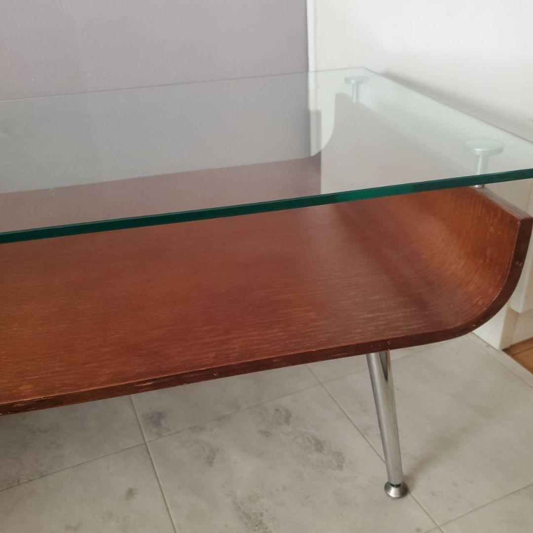 東谷 ミッドセンチュリー センターテーブル 曲げ木 ガラステーブル ブラウン