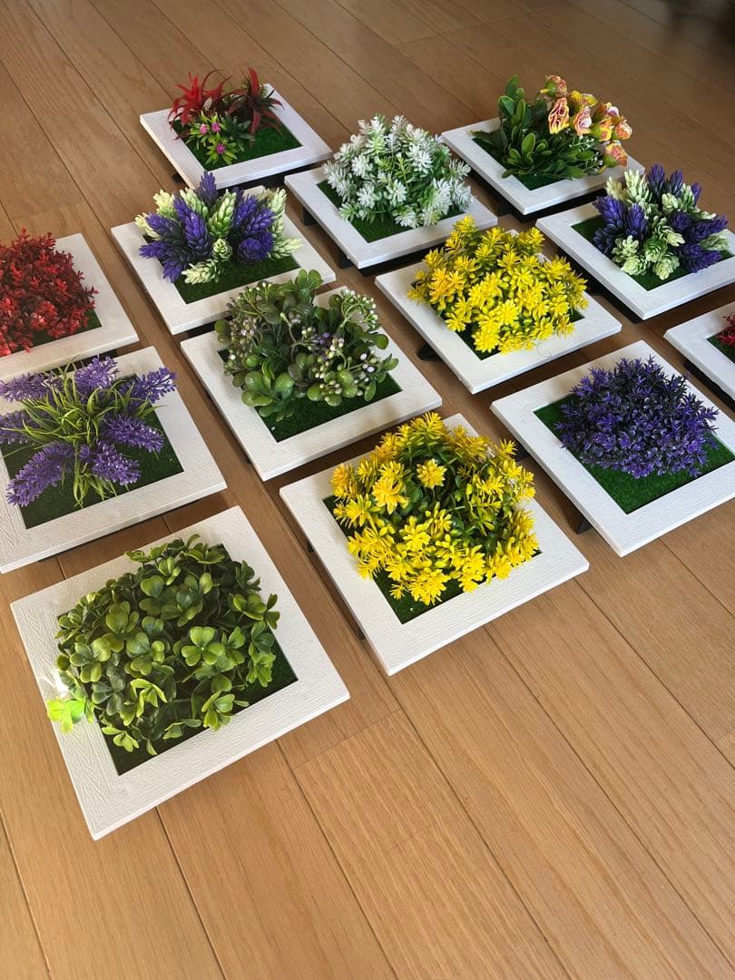 ウォールグリーン 13個セット – 壁掛けフェイクグリーン（ミニ人工観葉植物）