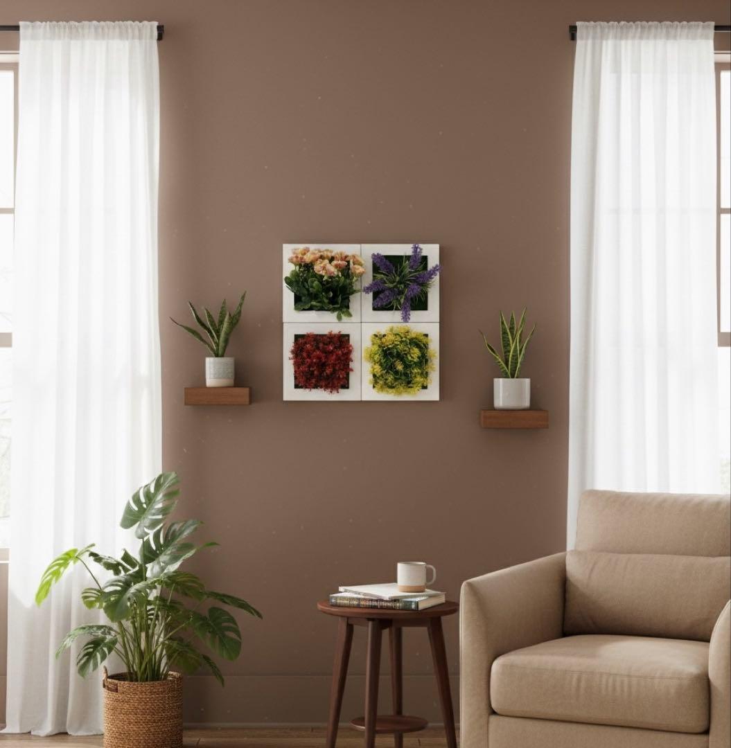 ウォールグリーン 13個セット – 壁掛けフェイクグリーン（ミニ人工観葉植物）