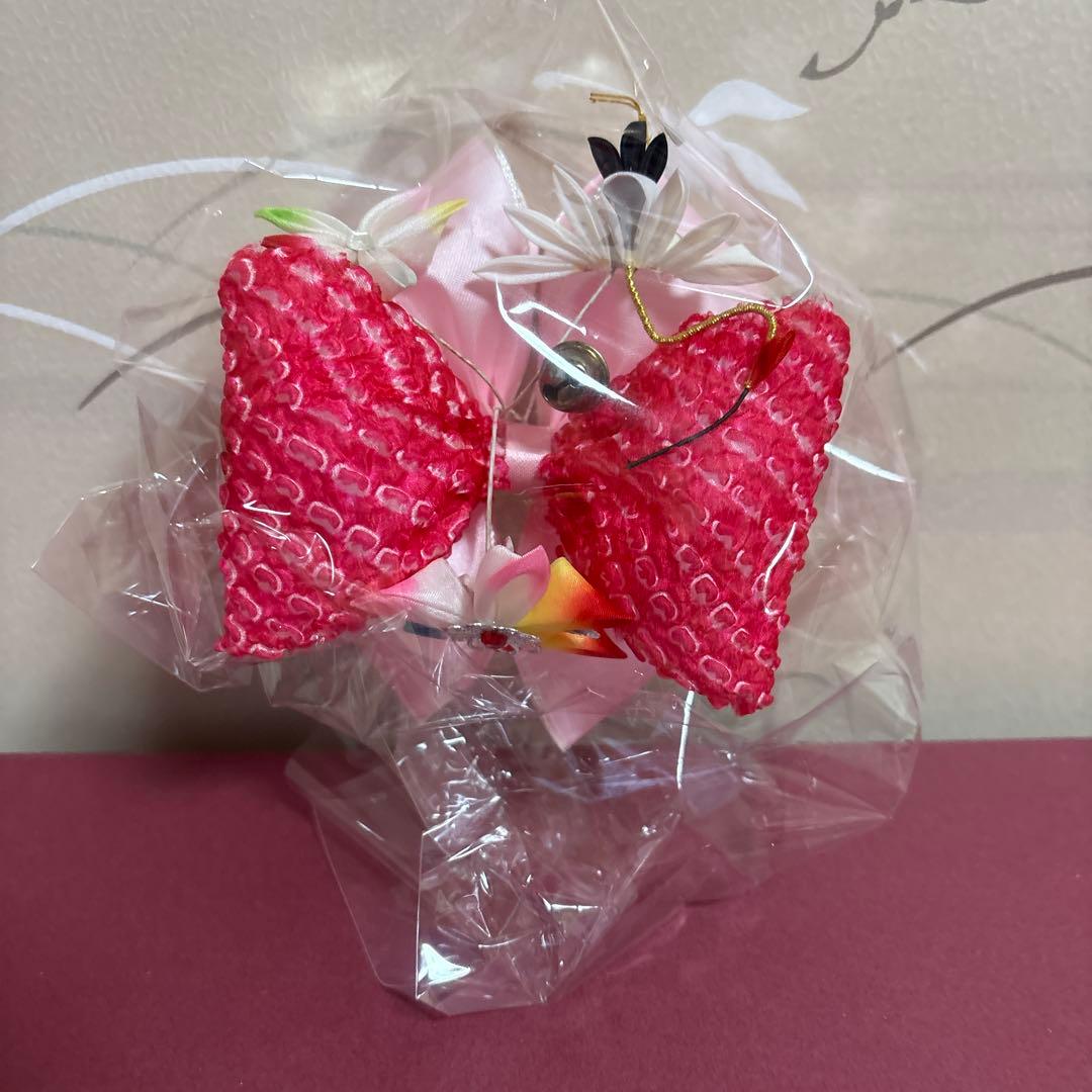 七五三用 赤色花柄草履とバッグセット