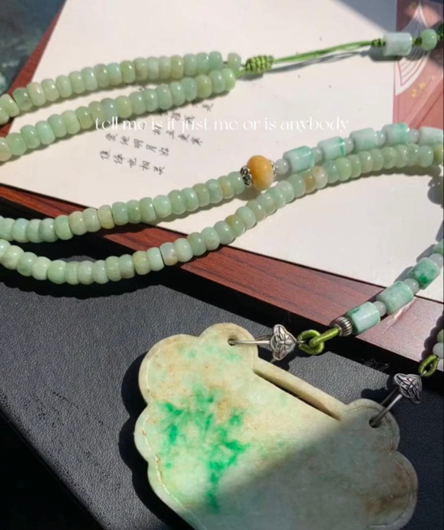 天然ミャンマー産 本翡翠 無処理　A貨翡翠 如意ペンダント ネックレス