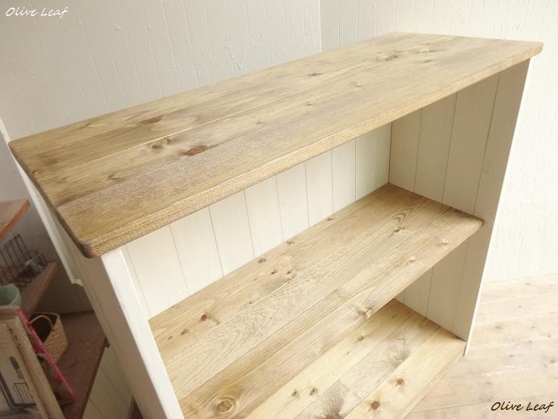 サイズ、デザインオーダー可！カウンターテーブルシャビーホワイト無垢材●受注製作