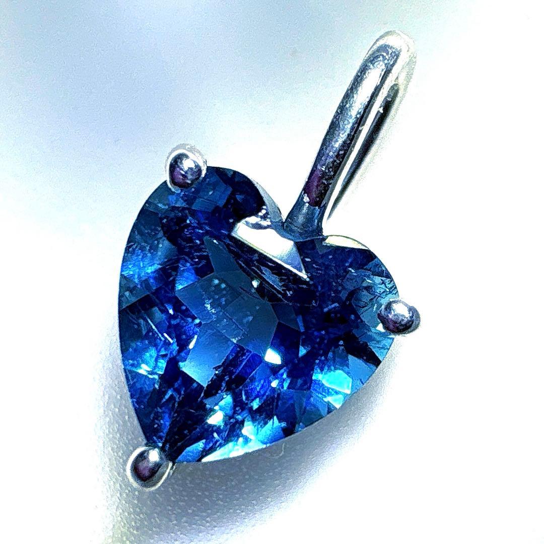 宝石質　ロンドンブルートパーズ　ハートペンダント K18 ロンドンブルートパーズ ネックレス ハート レディース 誕生石 11